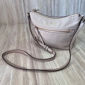 Kate Spade Crossbody Bag Leather Shoulder Bag Designer Purse Light Pink Cream